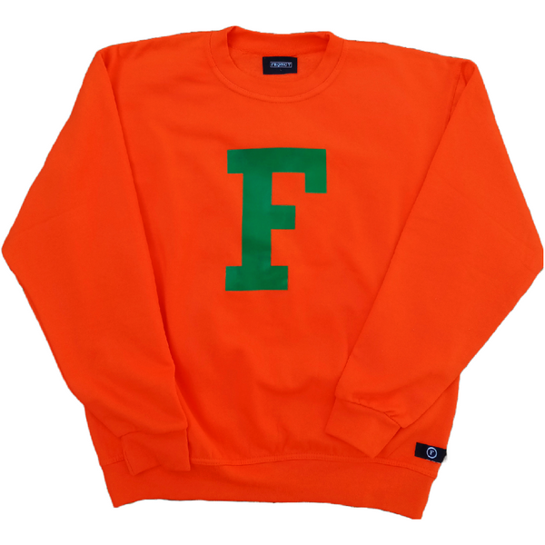 FRQNCY Orange F Logo Crewneck Sweater